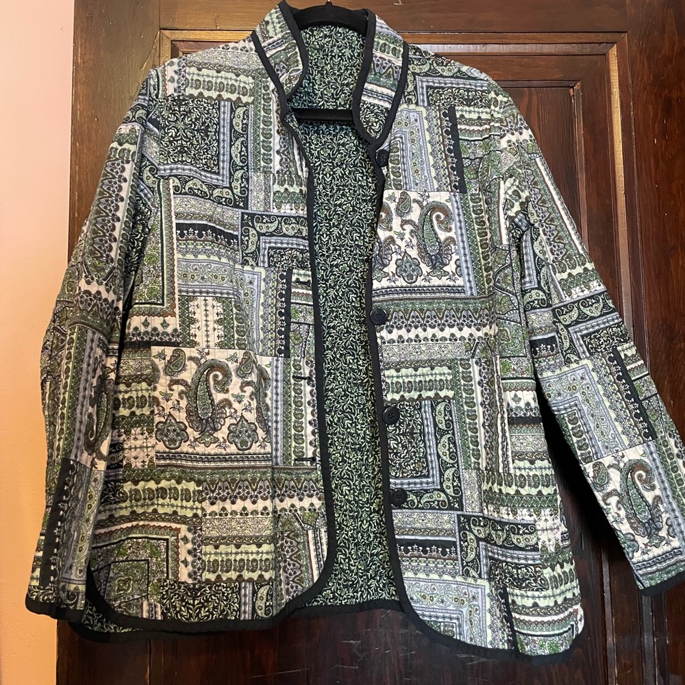 green reversible quilted jacket